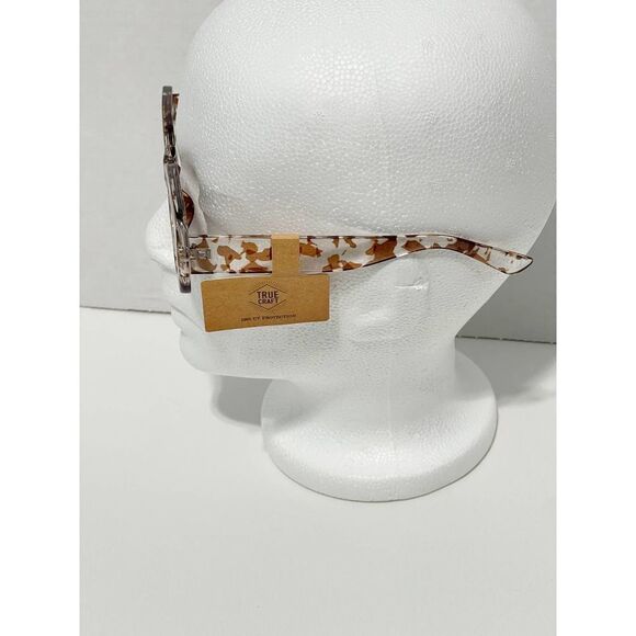 True Craft Small Rectangle Marble Tortoise Shell Printed‎ Sunglasses Clear Brown - Picture 6 of 7